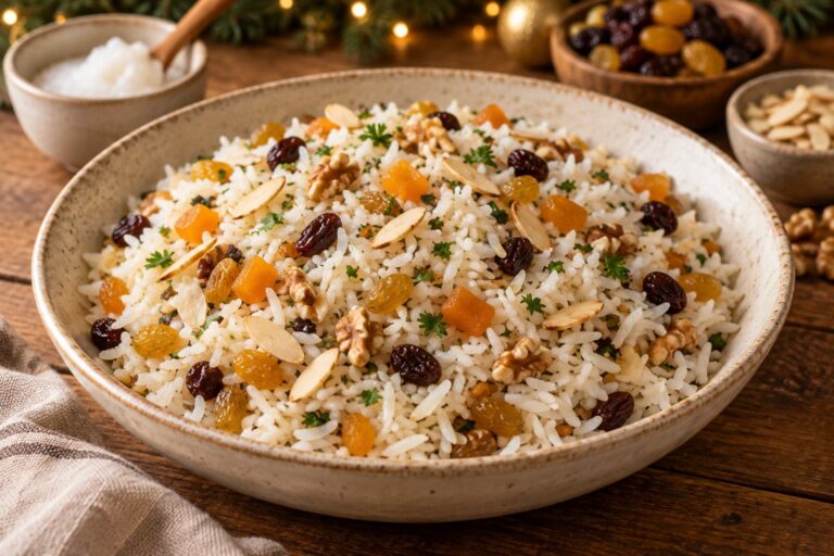 Arroz de Natal com Frutos Secos e Banha Suína